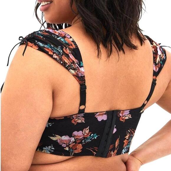 Torrid 2 (2X 18/20) Sexy Floral Longline‎ Underwire Cap Sleeve Bralette Bra New - Picture 3 of 3